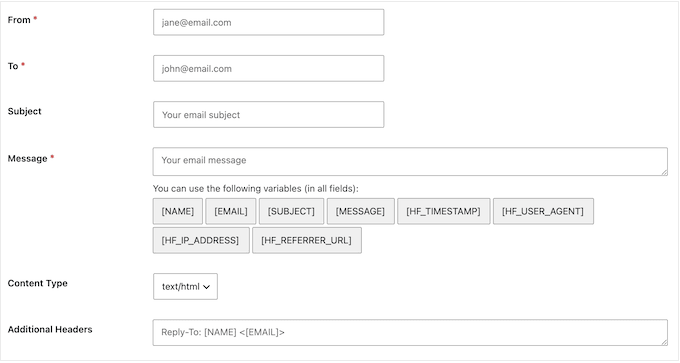 Configurarea e-mailurilor pentru formularele tale