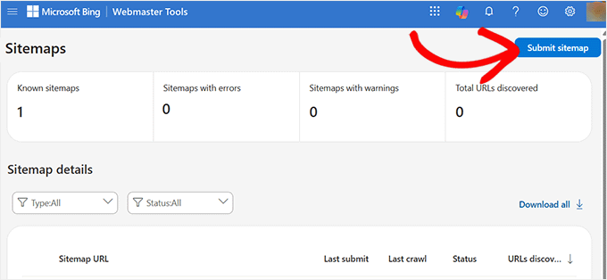 Skicka in XML-webbplatskarta i Bing Webmaster Tool