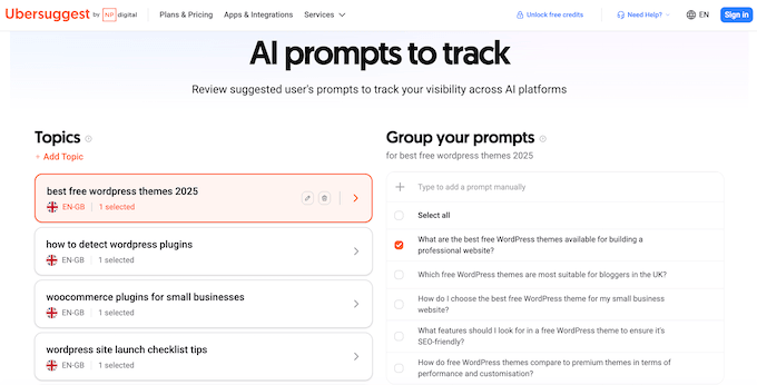 An example of an AI report, created using Ubersuggest An example of an AI report, created using Ubersuggest