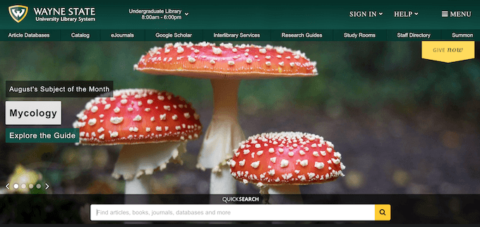 The Wayne State University Library portal