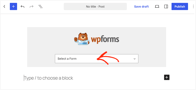 Adăugarea blocului WPForms la pagina sau postarea ta WordPress