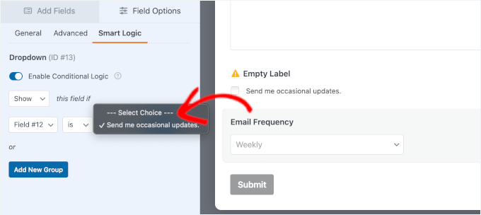 Setting up conditional logic for newsletter email frequency Setting up conditional logic for newsletter email frequency