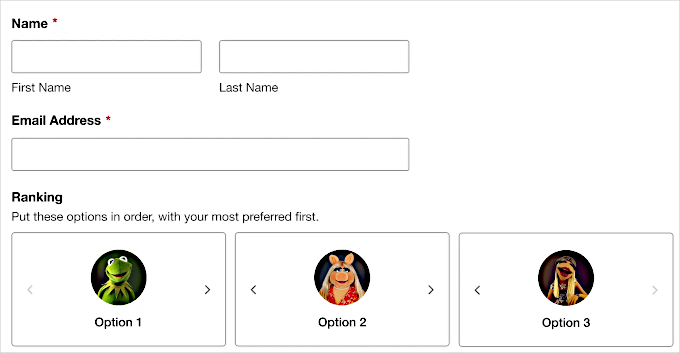 WPForms ranking field preview WPForms ranking field preview