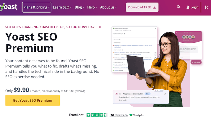 Pluginul Yoast SEO pentru WordPress Yoast SEO Premium, care creează redirecționarea în momentul în care modificați sau ștergeți conținut