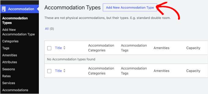 Click Add New Accommodation Type button