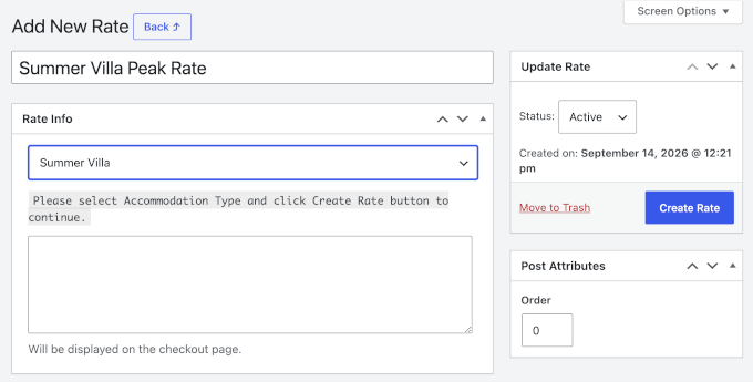 Click Create Rate button