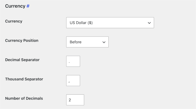 Choose a currency for your hotel