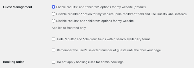 Guest management settings