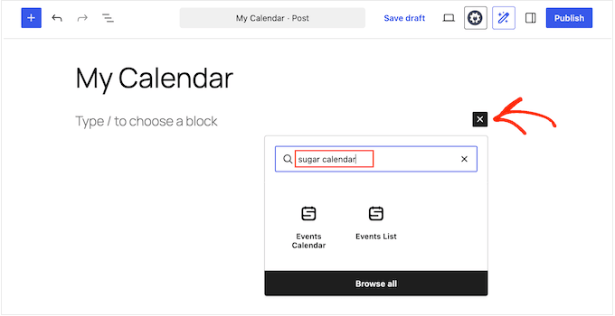 Adăugarea blocului Sugar Calendar pe site-ul tău Adăugarea blocului Sugar Calendar pe site-ul tău