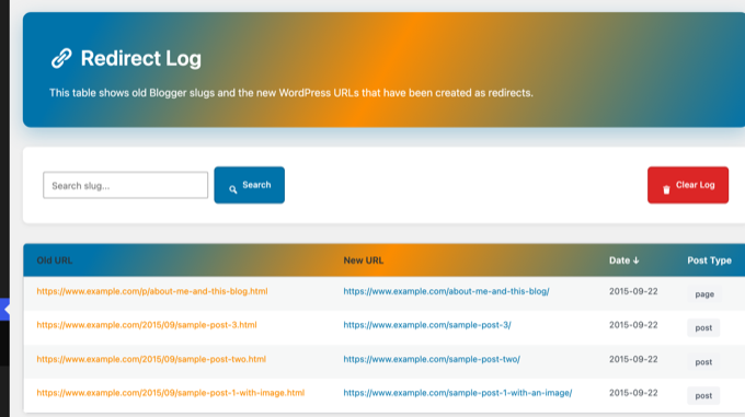 BloggerからWordPressへのリダイレクトログ