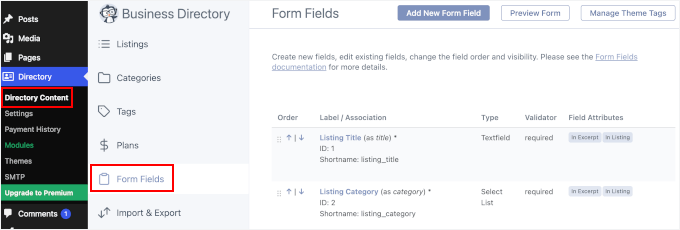 Changing the fields in your online directory form Changing the fields in your online directory form