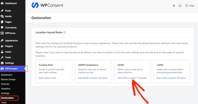 How to apply the CCPA location template to your WordPress blog or website