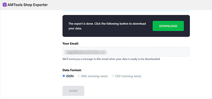 Scarica il file di esportazione dei dati di Shopify Scarica il file di esportazione dei dati di Shopify