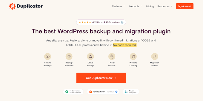 Duplicator's website Duplicator's website
