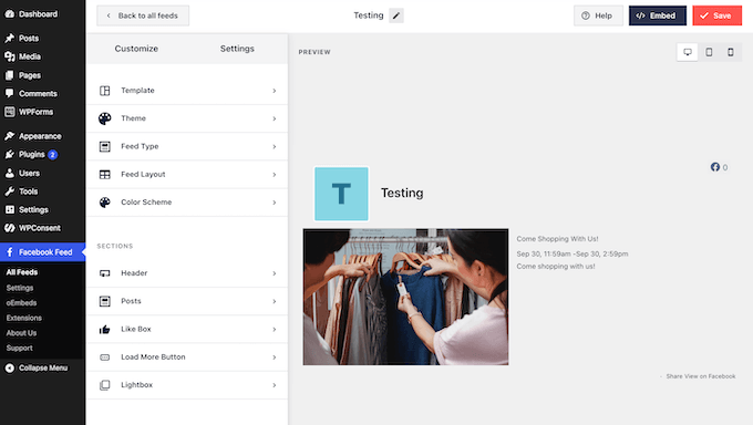 Changing the layout for your embedded Facebook feed Changing the layout for your embedded Facebook feed