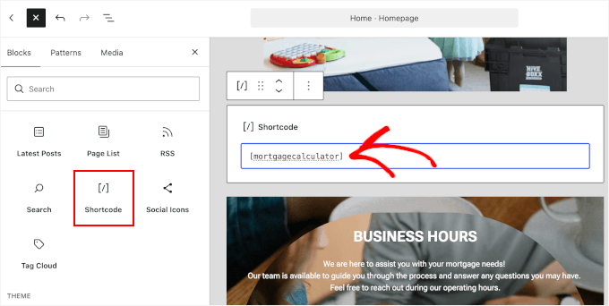 Adding the Responsive Mortgage Calculator's shortcode Adding the Responsive Mortgage Calculator's shortcode