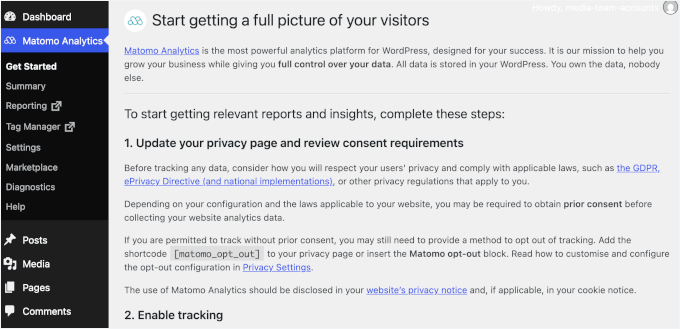 Iniziare con Matomo Analytics Iniziare con Matomo Analytics