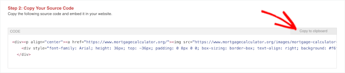 Copy the generated HTML code Copy the generated HTML code