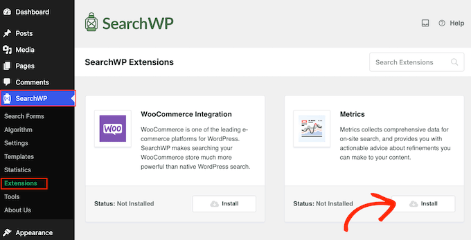 Installing the SearchWP Metrics extension Installing the SearchWP Metrics extension