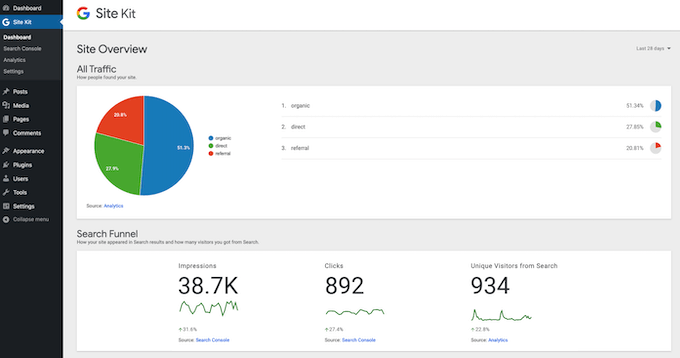 The Google Site Kit WordPress plugin The Google Site Kit WordPress plugin