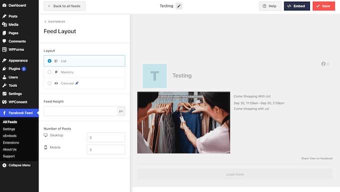 smashballoon-changing-layouts Choosing a new layout for your live social media feed