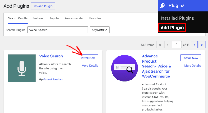 Instalando o plugin Voice Search no WordPress Instalando o plugin Voice Search no WordPress