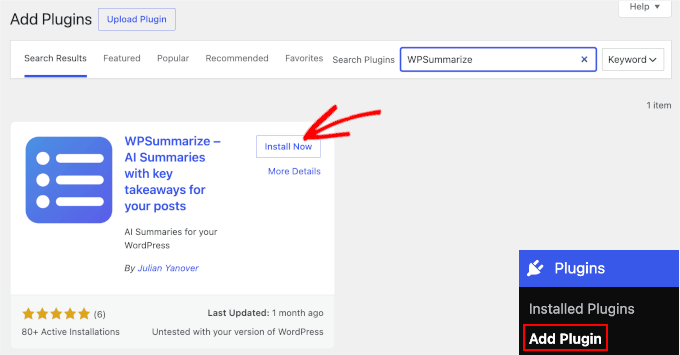 Installazione di WPSummarize in WordPress Installazione di WPSummarize in WordPress