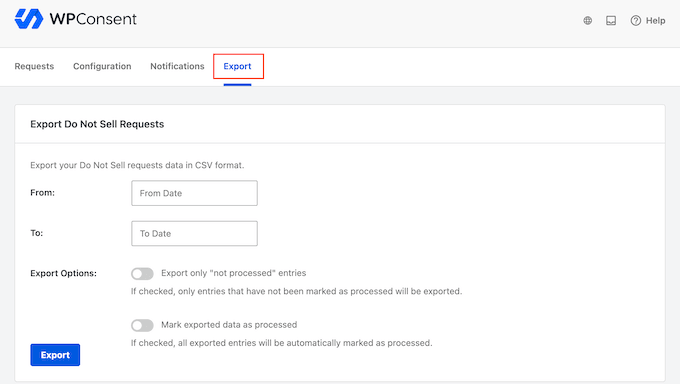 Exporting records from your site's compliance log 
