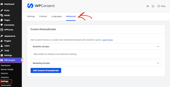 The WPConsent compliance and privacy plugin for WordPress