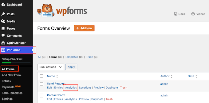 WordPressフォームのアナリティクスを表示する方法 WordPressフォームのアナリティクスを表示する方法